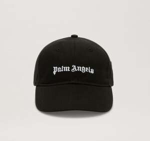 PALM ANGELS Logo Baseball Cap Hat Black White One Size Adjustable